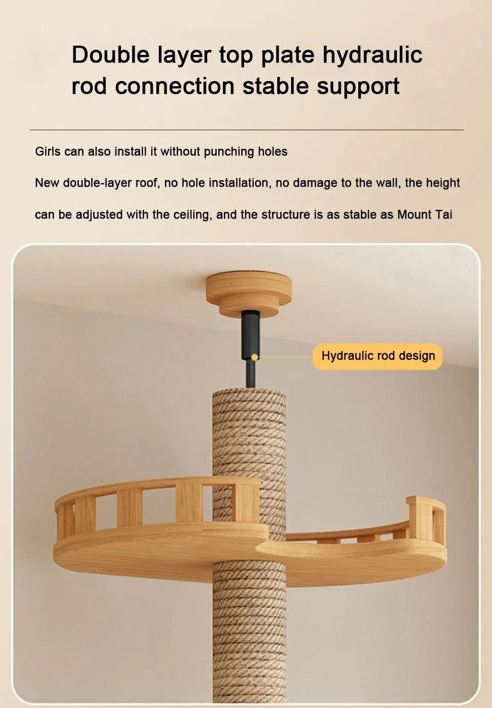 1pc Cat Tree House Cat Tower large Multi-Level Floor To Ceiling Adjustable Climbing Toy Tree House Wooden Cat Toys Pet Products