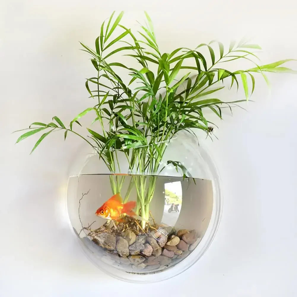 Fish Tank Clear Transparent Wall Mounted Acrylic Creative Flower Pot Hanging Acrylic Creative Decor Fish Tanks Home Accessories