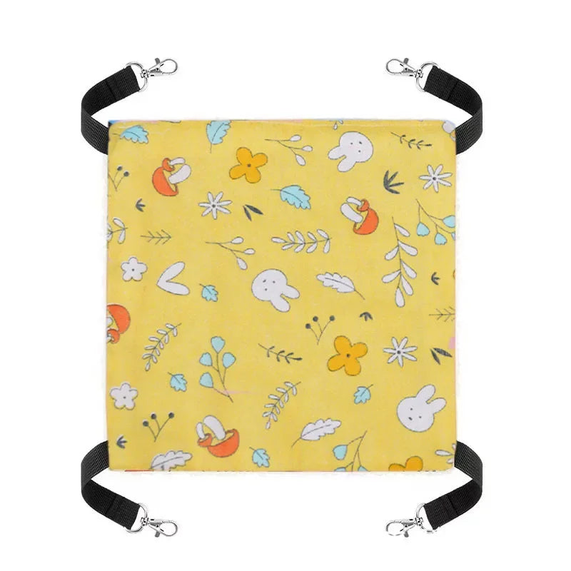 Cat Canvas Hammock Bed Pet Hamster Beds Double-Sided Hanging Bed Pet Swing Bed Hamster Squirrel Rabbit Rest Sleep Supplies