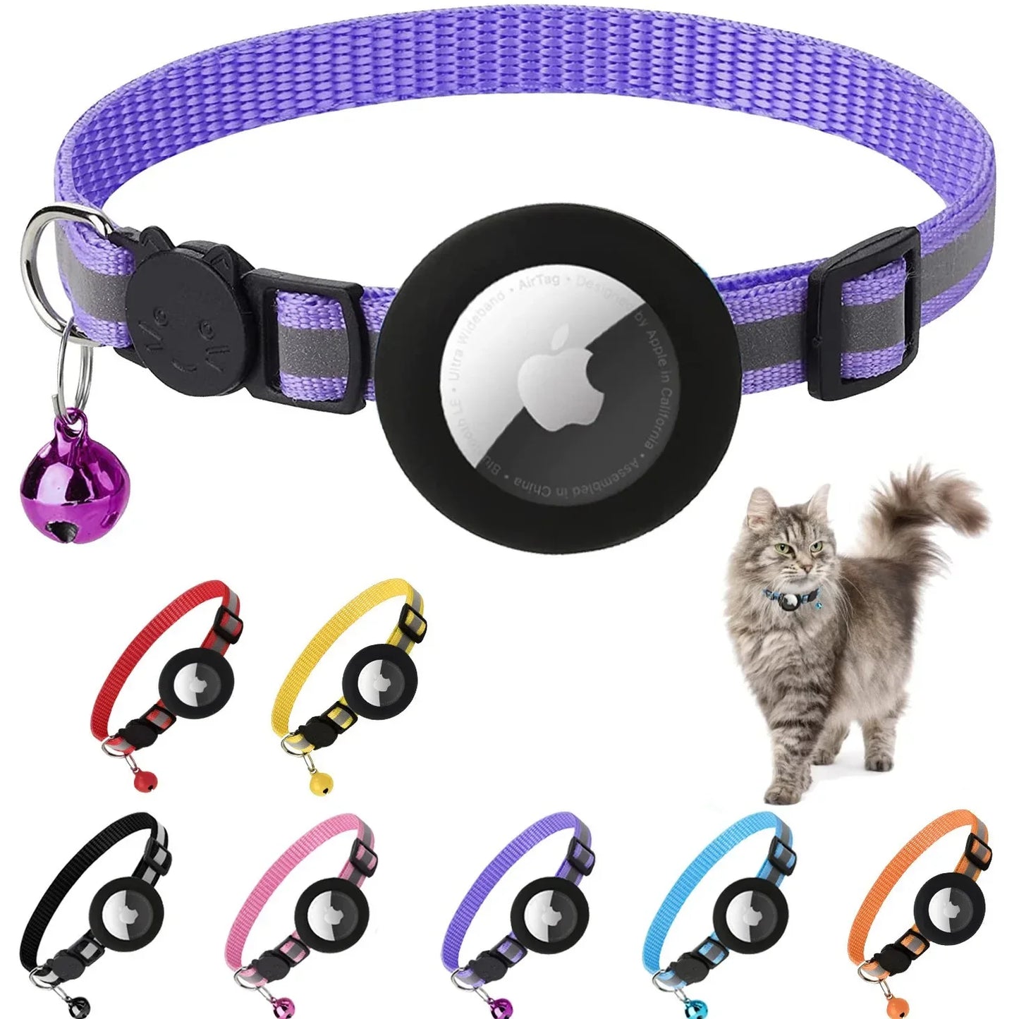 Dog Gps Trackers Collar Mini Pet Tracker Reflective Breakaway Airtag Cat Collar For Airtag Cat Dog Accessories