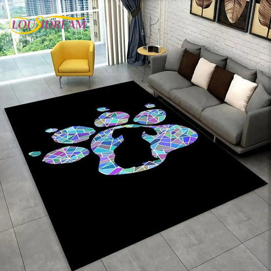 Pets Footprint Sole Series 3D Area Rug Large,Carpet Rug for Living Room Bedroom Sofa Doormat Decoration,kids Non-slip Floor Mat