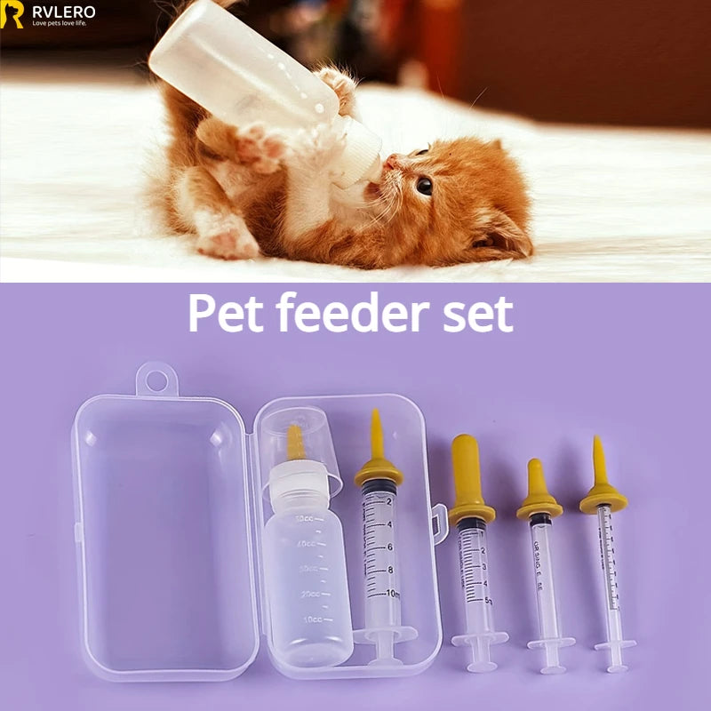 Pet Feeding Device Set Cat Dog Care Bottle Syringe Suit Newborn Kitten/Puppy Feed Device Feeding Bottle Kitten/Puppy Medication Device