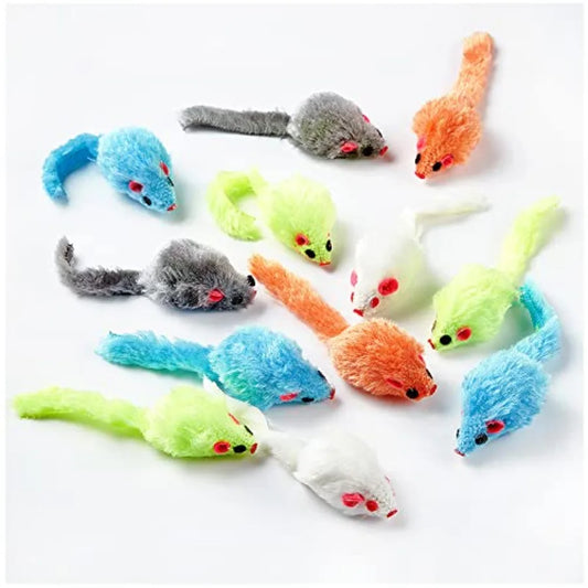 Cat Mouse Toys for Indoor Cats 12PCS 5 Color Variety Interactive Cat Toy Mice Cat Toy Mouse for Cats Fur Mouse Kitten Toy Mice