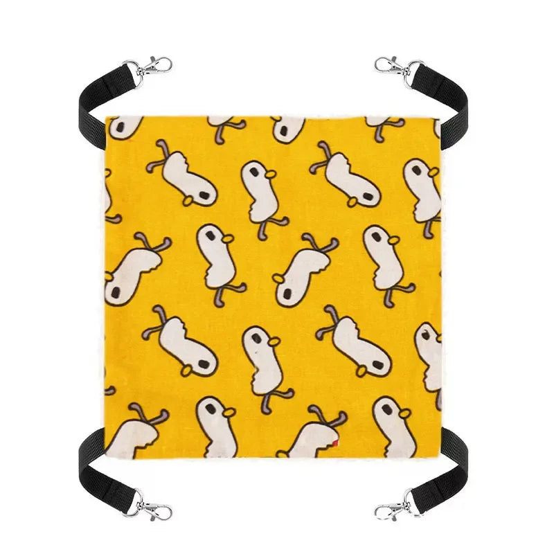 Cat Canvas Hammock Bed Pet Hamster Beds Double-Sided Hanging Bed Pet Swing Bed Hamster Squirrel Rabbit Rest Sleep Supplies
