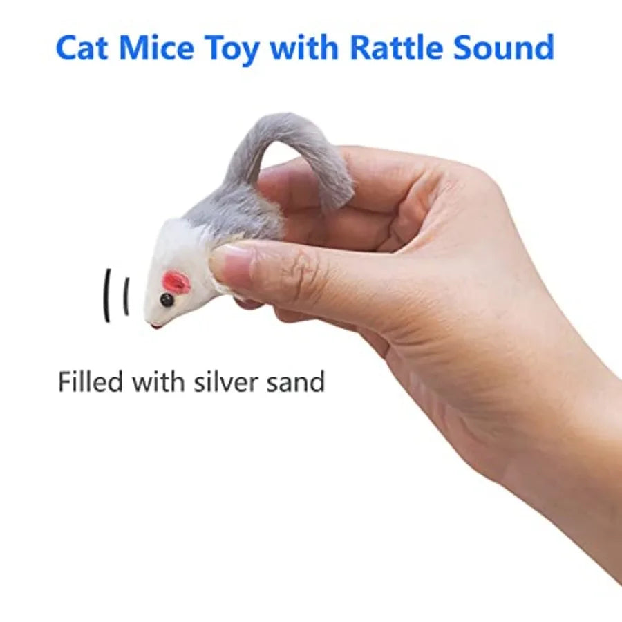 Cat Mouse Toys for Indoor Cats 12PCS 5 Color Variety Interactive Cat Toy Mice Cat Toy Mouse for Cats Fur Mouse Kitten Toy Mice