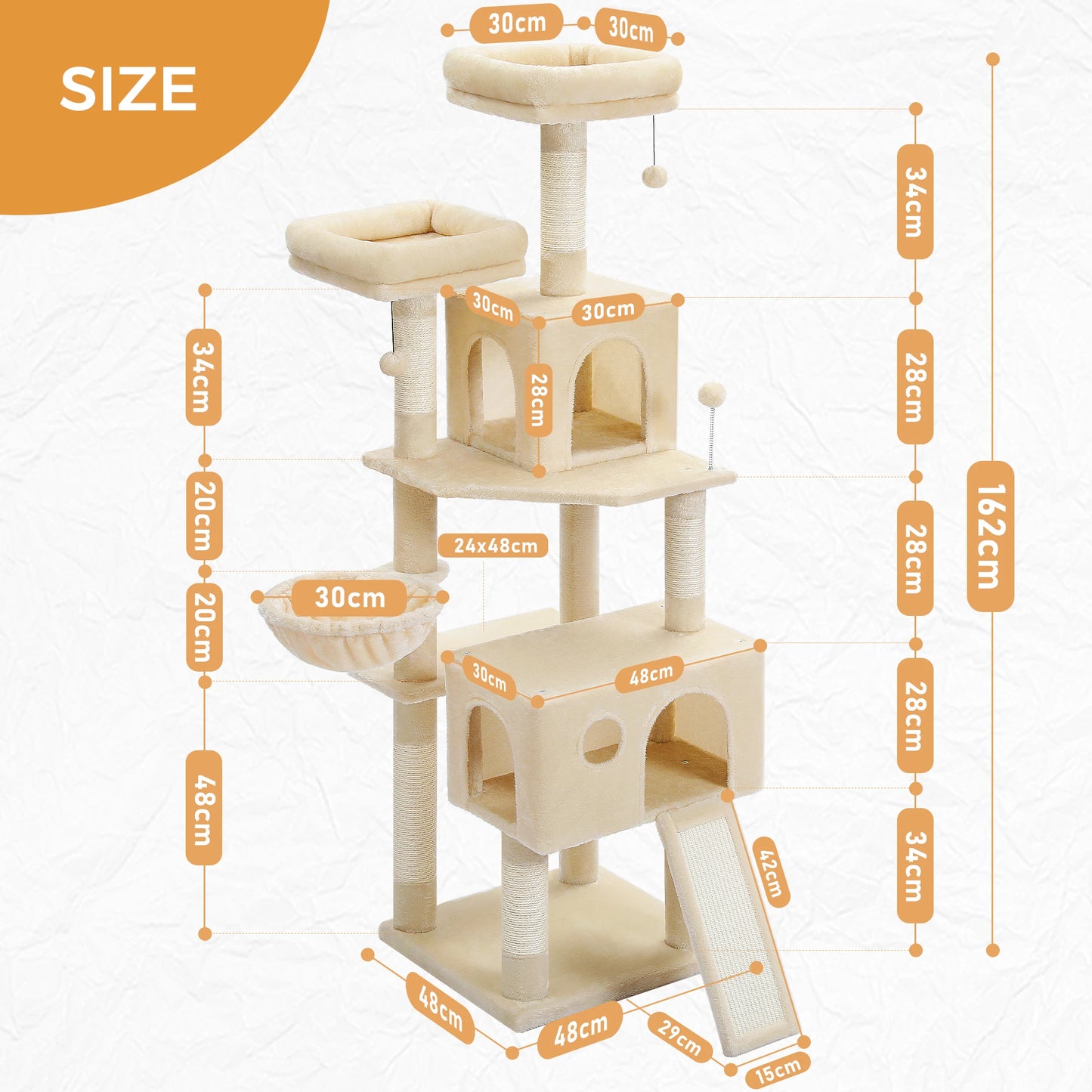 Large Cat Tree for Indoor Cats, Multi-Level Cat Tower with Scratching Posts, Padded Perches, Plush Cat Condo, Cat Accessories