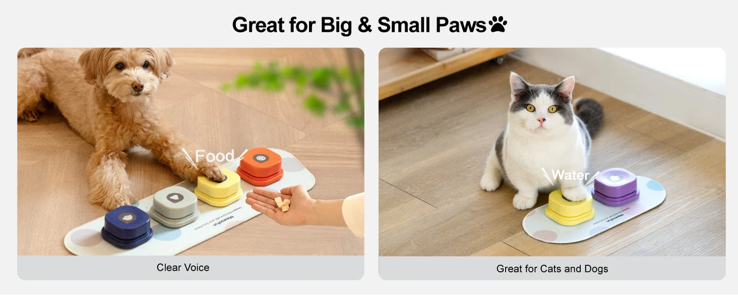 Voice Recording Button Pet Toys Dog Buttons for Communication Pet Training Buzzer Recordable Talking Button with Mat