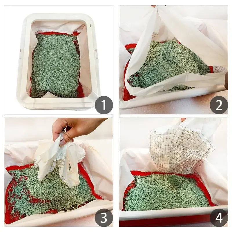 Cat Litter Bags Liners 10Pcs Drawstring Sifting Cat Litter Bags with Filter Net Reusable Litter Box Liners Thick Cat  Bags