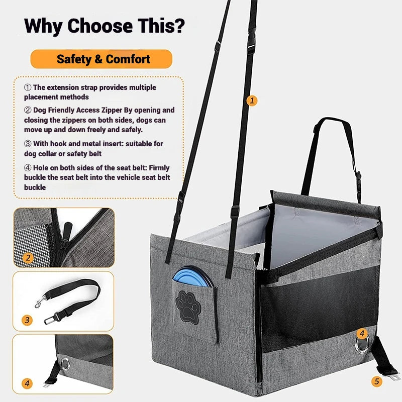 Car Pet Seat Stable Carriers Dog Accessories Safe Portable Puppy Travel Baskets Mesh Protector Waterproof Outdoor Pet Supplies
