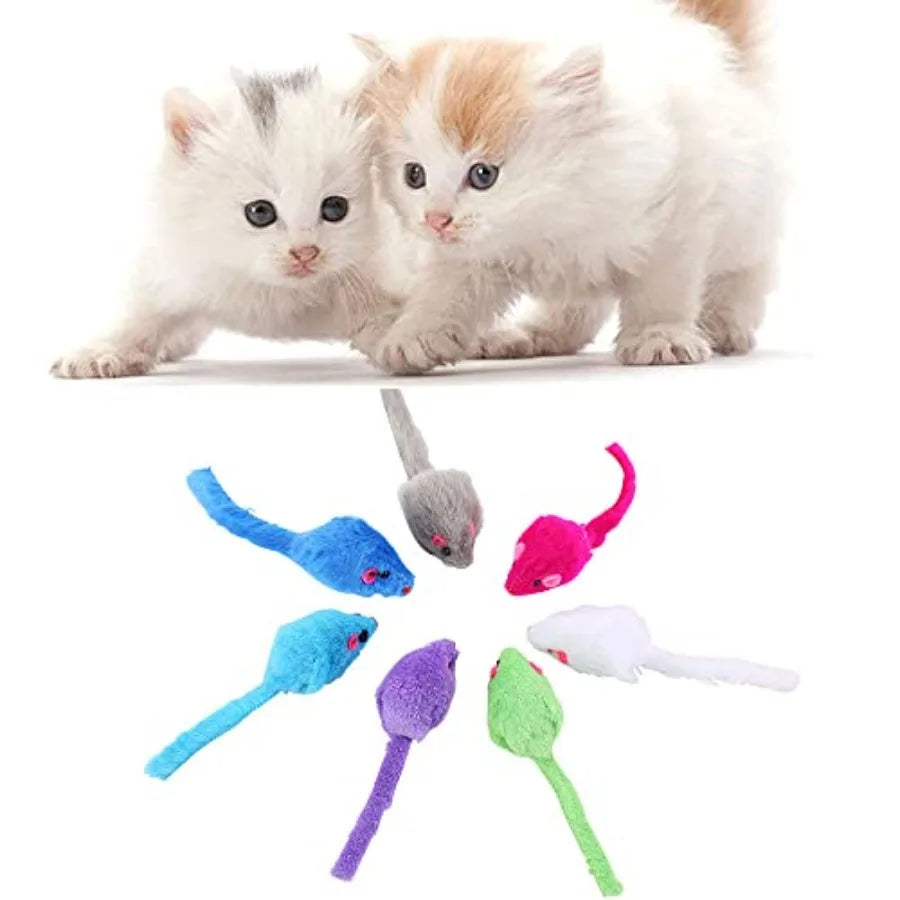 Cat Mouse Toys for Indoor Cats 12PCS 5 Color Variety Interactive Cat Toy Mice Cat Toy Mouse for Cats Fur Mouse Kitten Toy Mice