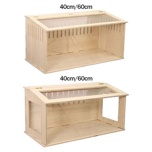 Wooden Hamster Cage Breathable with Window Nest Hideaway Hamster Habitat for Reptiles Mice Chinchillas Guinea Pig Hedgehog
