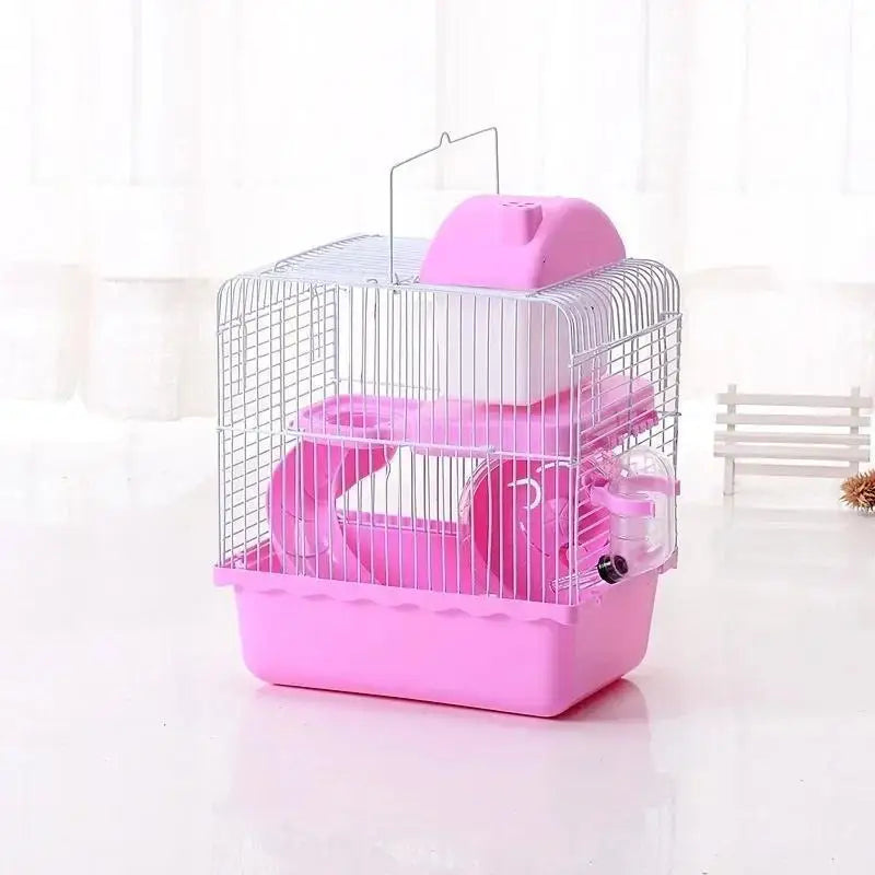 Hamster Cage Clear View 2 Layer Mouse Gerbil Castle Small Animal House (Size:23*17*30cm)