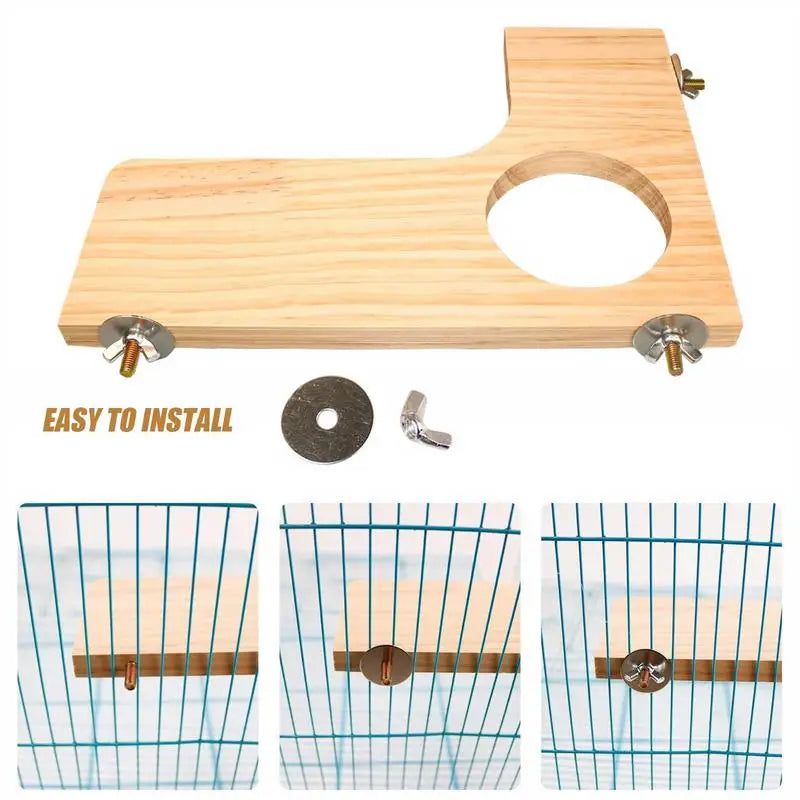 Hamster Wood Platform L-shaped Pedal With Round Hole Cage Accessories For Chinchilla Squirrel Rabbit