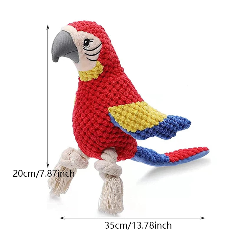 1PC Indestructible Plush Parrot Dog Toy, Squeaky Stuffing Toy, Pet Supplies for Small and Big Dogs