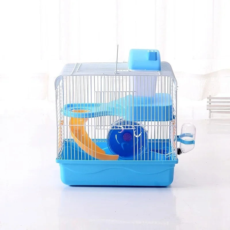 Hamster Cage Clear View 2 Layer Mouse Gerbil Castle Small Animal House (Size:23*17*30cm)