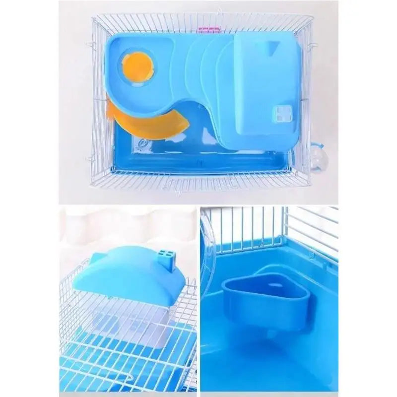 Hamster Cage Clear View 2 Layer Mouse Gerbil Castle Small Animal House (Size:23*17*30cm)