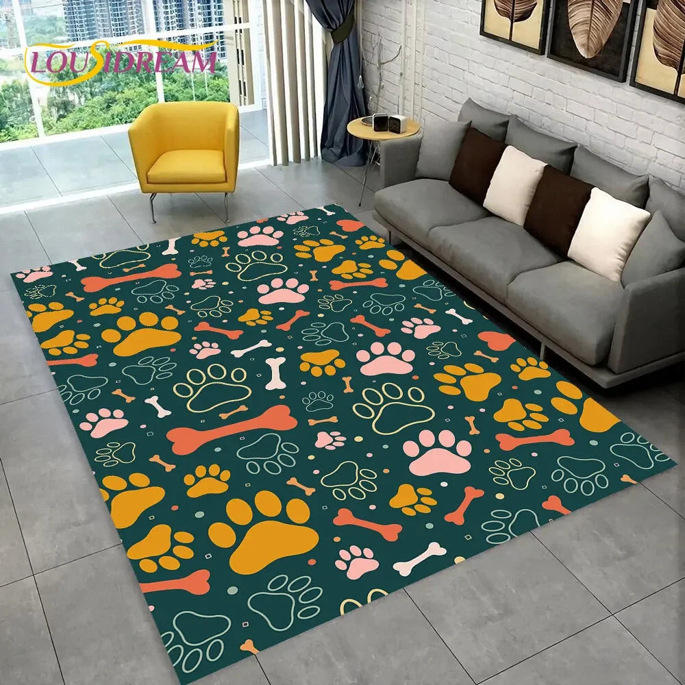 Pets Footprint Sole Series 3D Area Rug Large,Carpet Rug for Living Room Bedroom Sofa Doormat Decoration,kids Non-slip Floor Mat