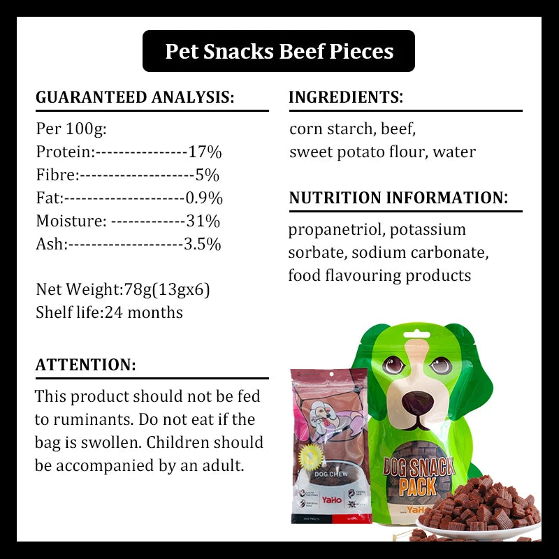 Dog Snacks Beef Particles Easy Digesting Nutritious Delicious Chewy Training Rewards for Adult Dog Puppies Pet Food Snacks