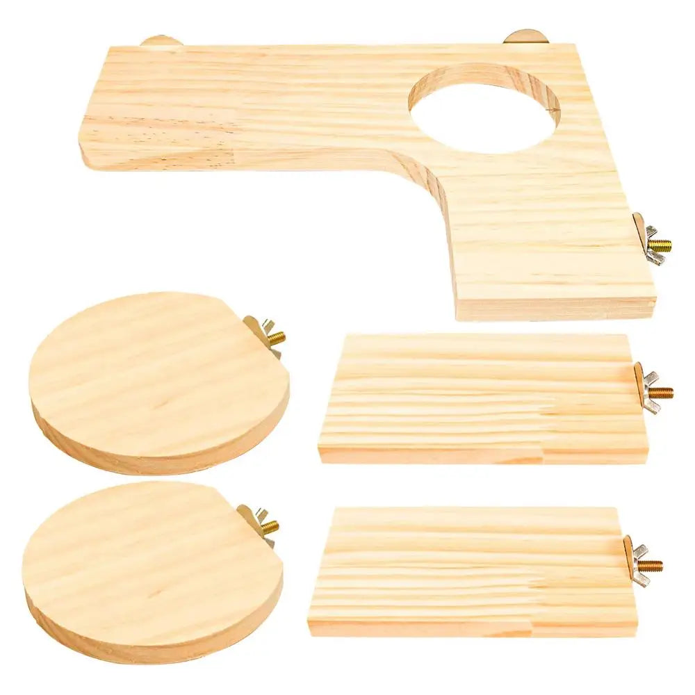 Hamster Wood Platform L-shaped Pedal With Round Hole Cage Accessories For Chinchilla Squirrel Rabbit