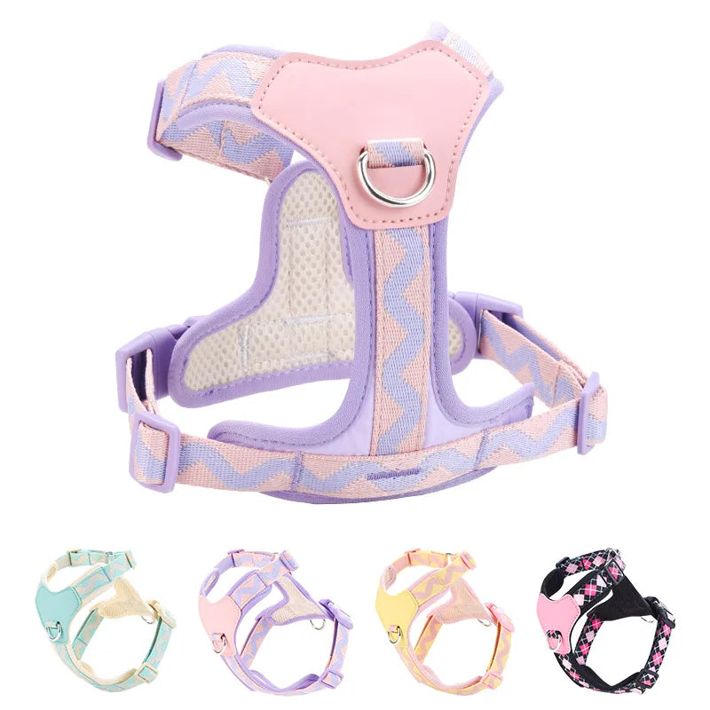 Explosion-Proof Punch Reflective Pet Chest Harness Vest Dog Chest Harness Anti-breakaway Dog Leash Pet Products Dog Collars