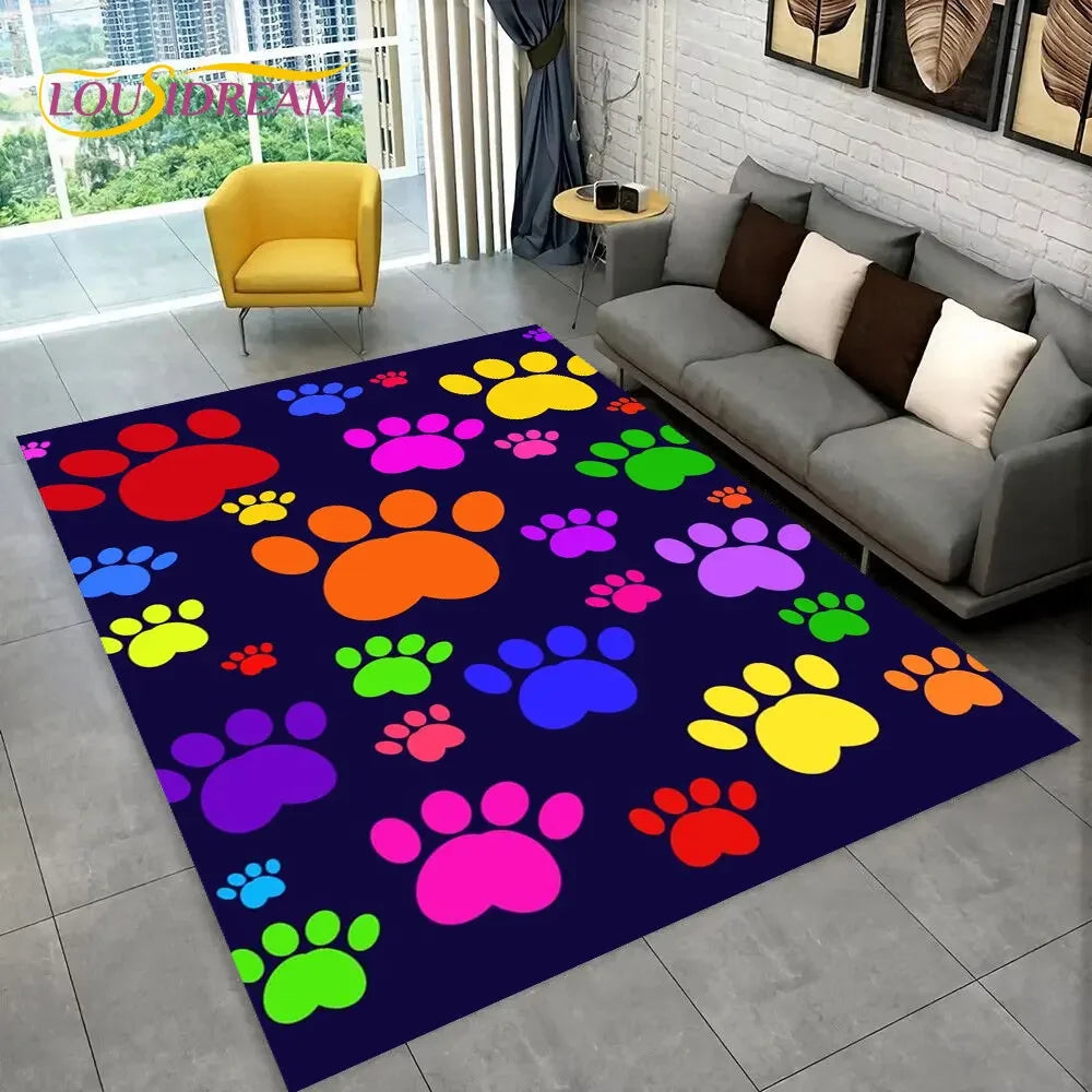 Pets Footprint Sole Series 3D Area Rug Large,Carpet Rug for Living Room Bedroom Sofa Doormat Decoration,kids Non-slip Floor Mat