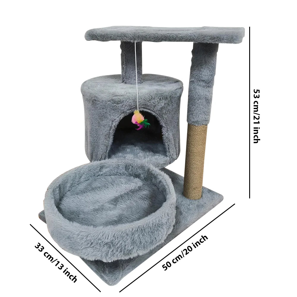 Cat trees cat climbing frame Cat Tower Hammock Padded Perches and Condos Cat Jumping Toy with Ladder Cat Accessories Pet supplies