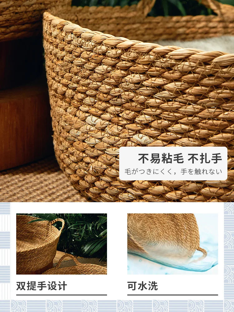 Pure Manual Cat Bed House Rattan Woven Four Seasons Nest Cat Scratch Board General Dandelion Woven Cool Pet Home Cat Accessories
