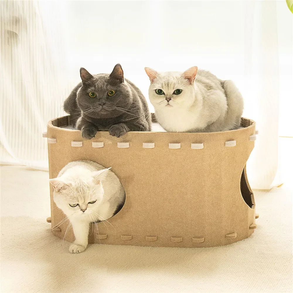 Felt Cat Bed Wear Resistant Pet House Detachable Cat Amusement Park Pet Shelter All Season Universal Pet House Cat Accessories