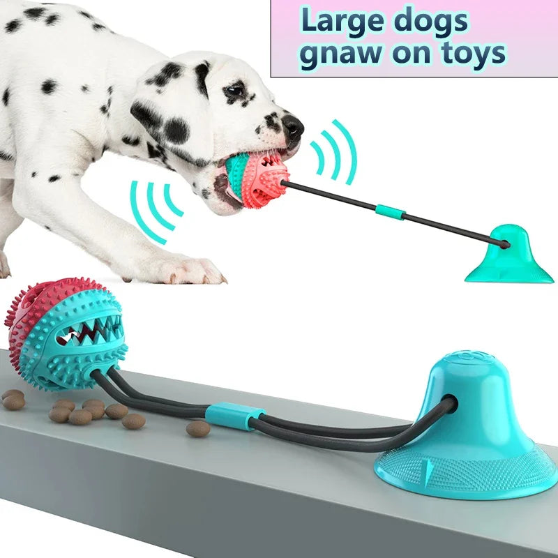 Large Dog Ball Toys Suction Cup Ropes Interactive Slow Feeder Chew Toy Teether