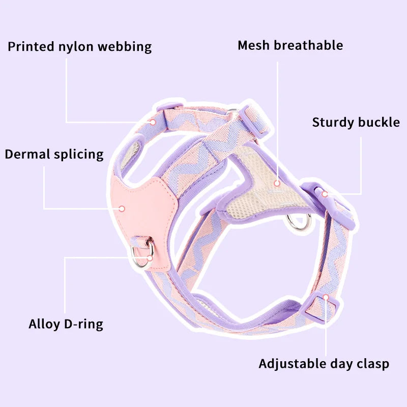 Explosion-Proof Punch Reflective Pet Chest Harness Vest Dog Chest Harness Anti-breakaway Dog Leash Pet Products Dog Collars