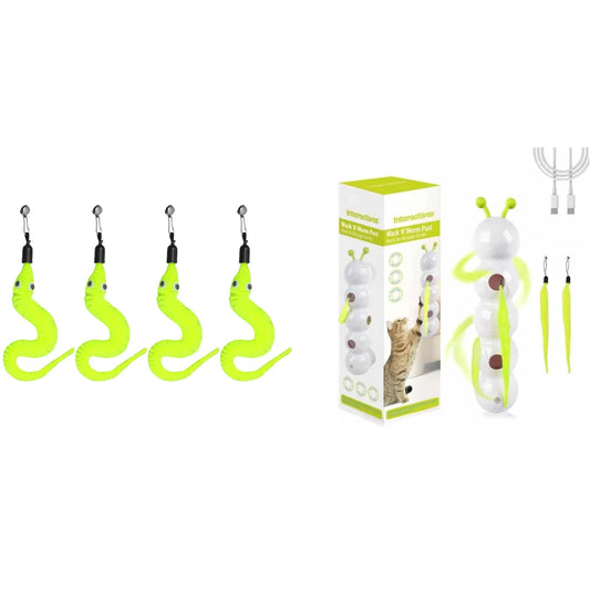 Smart Caterpillar Cat plaything‌ Whack A Mole Cat Interactive Cat Feather Motion Sensor Teasing Cat for Indoor Cats