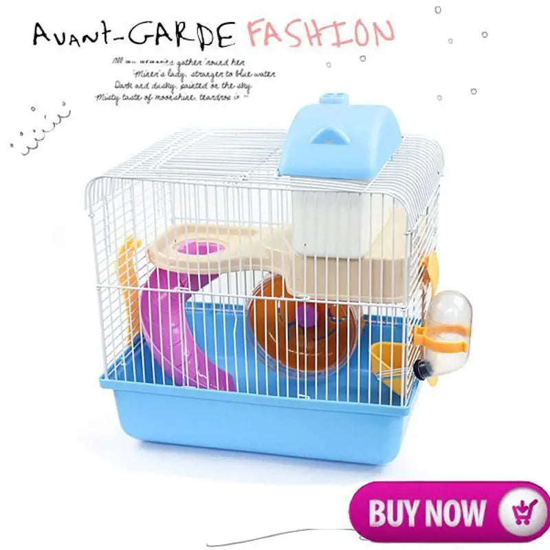 Hamster Cage Clear View 2 Layer Mouse Gerbil Castle Small Animal House (Size:23*17*30cm)