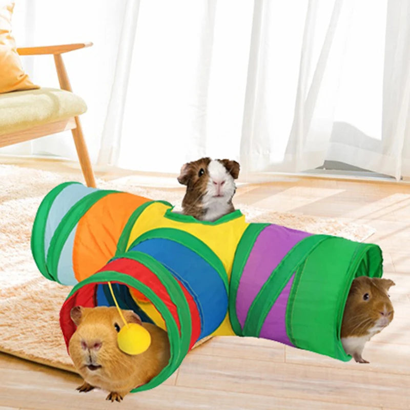 Hamster Toys Rat Tunnel Guinea Pig Tunnel Indoor Small Animal Toys Hamster Toys 3-way Collapsible Tunnel Toy Pets Supplies