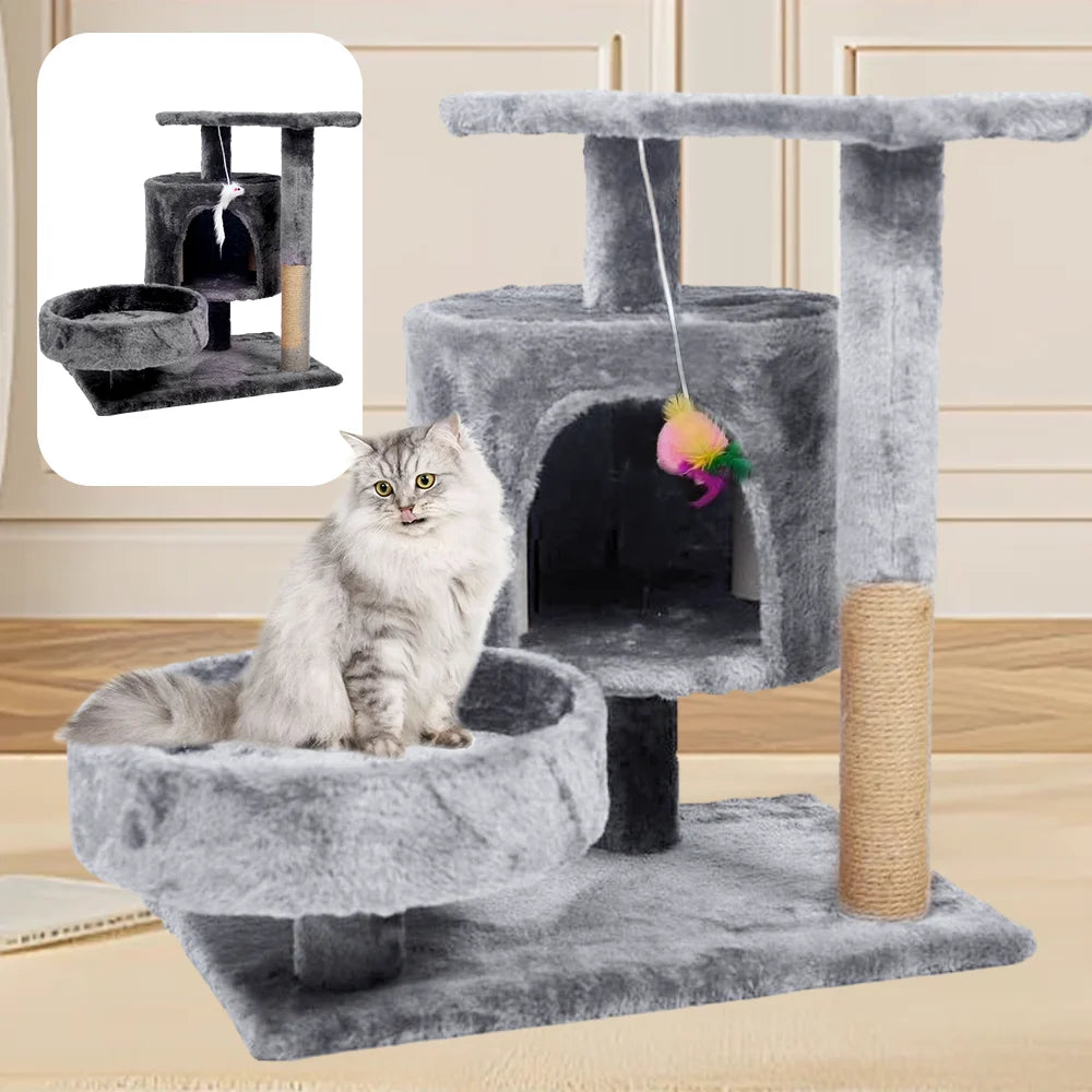 Cat trees cat climbing frame Cat Tower Hammock Padded Perches and Condos Cat Jumping Toy with Ladder Cat Accessories Pet supplies