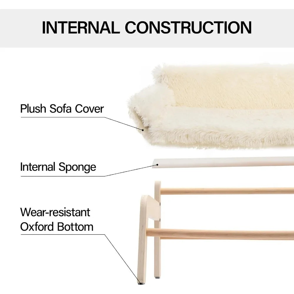 Cat Couch Bed, Pet Sofa for Indoor Cats Wooden Indoor Elevated Cat Beds with Removable Mattress Cover Suitable for Kitty, Puppy