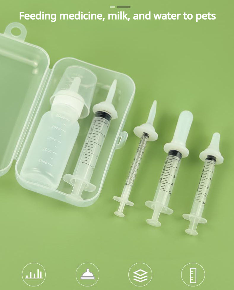 Pet Feeding Device Set Cat Dog Care Bottle Syringe Suit Newborn Kitten/Puppy Feed Device Feeding Bottle Kitten/Puppy Medication Device